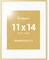 11x14 Picture Frame Gold, Aluminum 11 x 14 Poster Frames with 8x10 Removable Mat, Vertical and Horizontal Display, Wall Hook Hanging, High-Definition Plexiglass, Set of 1